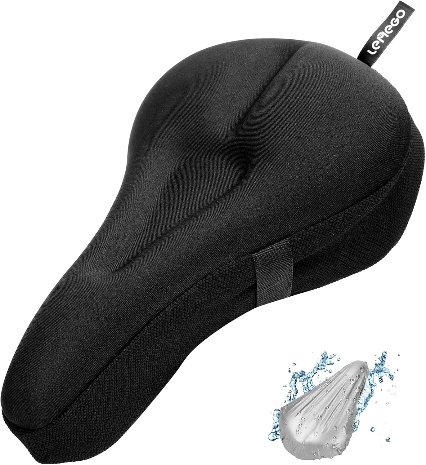 LEMEGO Bike Seat Cover, Gel Padded Bike Seat Cushion, Bicycle Seat Covers for Women Men Comfort, fits Mountain, Road, Spin, Stationary, Cruiser Bikes (Medium)