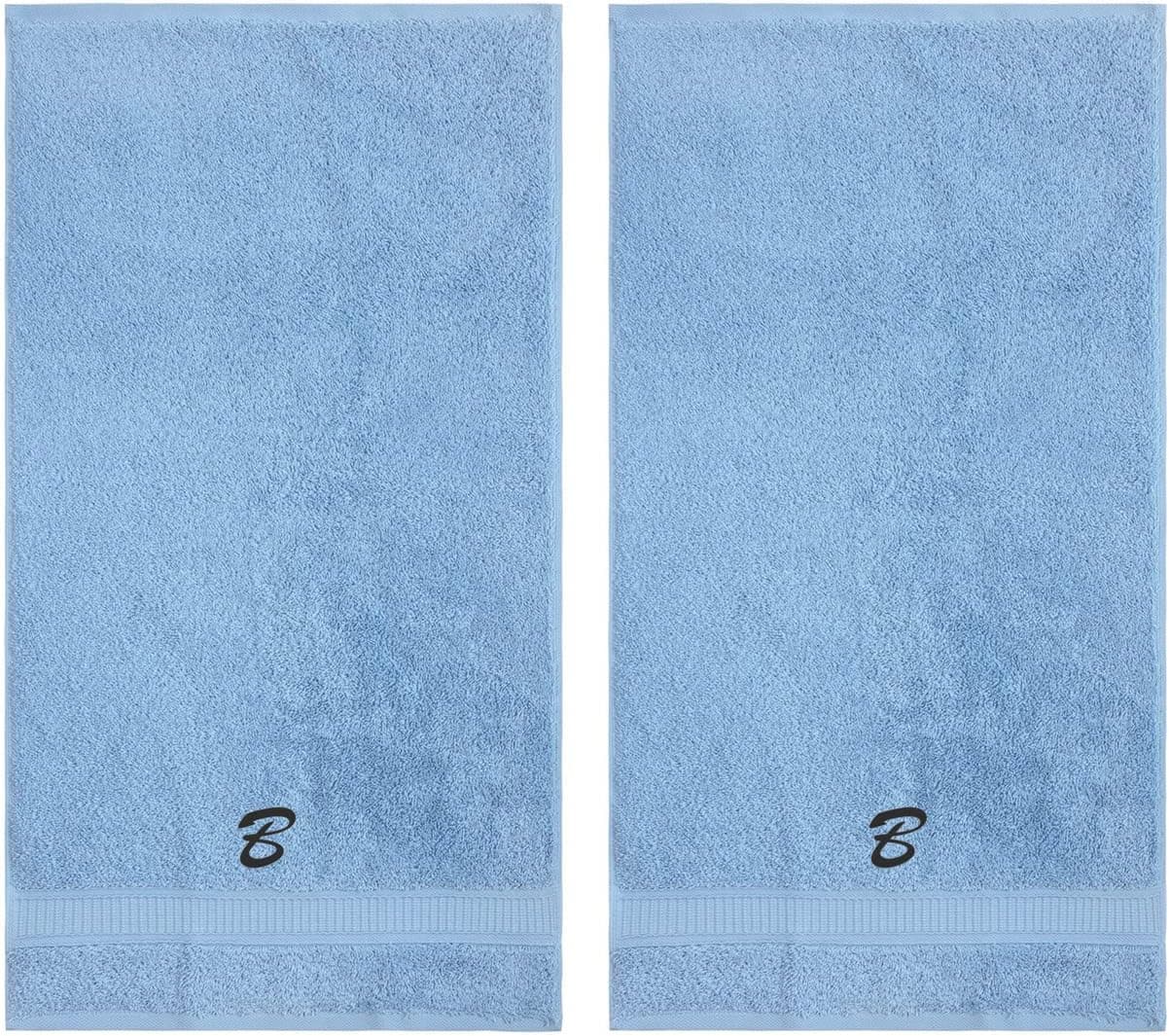 Monogrammed Hand Towels, Hotel & Spa Quality, Super Soft, Highly Absorbent, Bathroom Towel Sets, 100% Turkish Genuine Cotton Personalized 2 Piece Hand Towel Set for Face, Dorm, Gym & Spa,, Blue