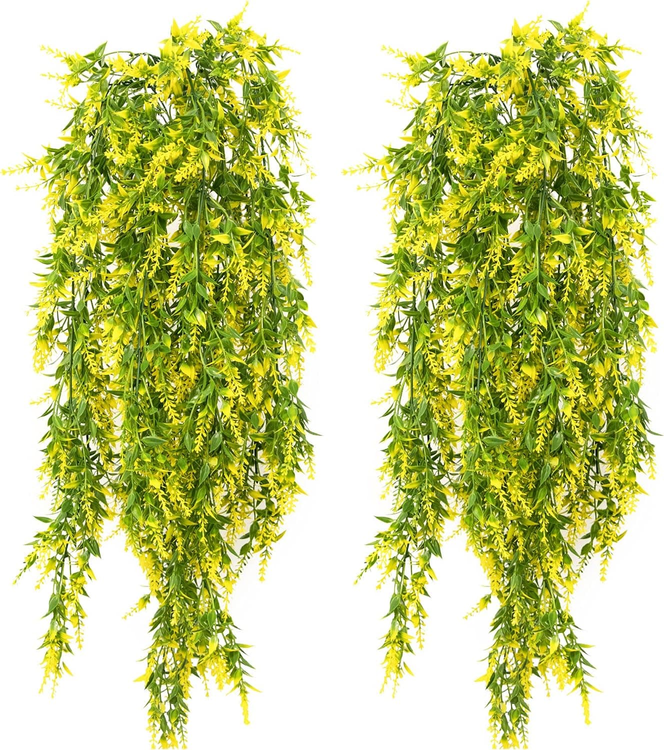 2pcs Artificial Hanging Plants, 32in Simulation Wall Hanging Flower Vine Dragon Tree Vine Fake Ivy Vine Leaves Greeny for Home Room Wedding Party Patio Indoor Outdoor Wall Decor