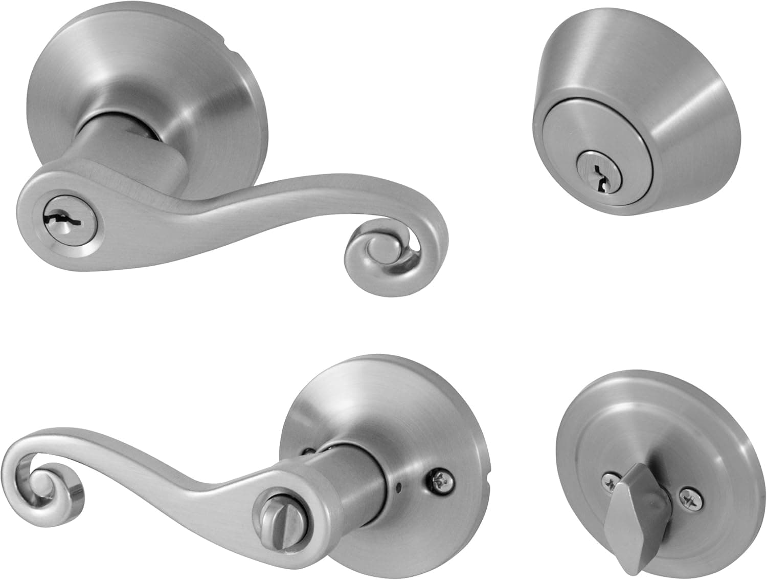 Honeywell 8108305 Scroll Combo Door Lever, Satin Nickel