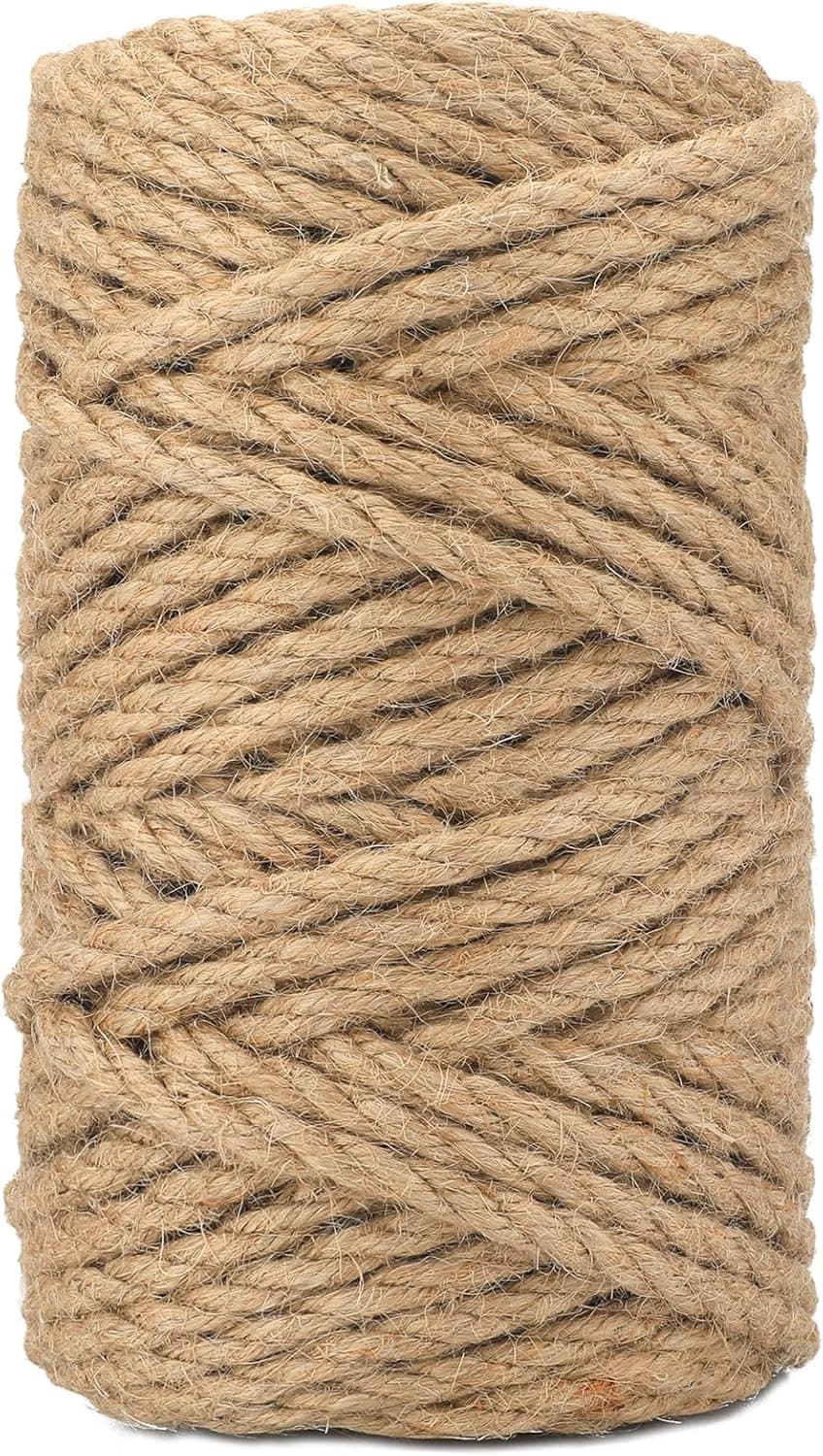 6MM Jute Rope,164Feet Strong and Heavy Duty Jute Twine, Brown Decoration Hemp Twine String for Artworks, Gardening, Bundling, Camping, Decorating, and DIY Crafting (50M/164Ft * 6MM)