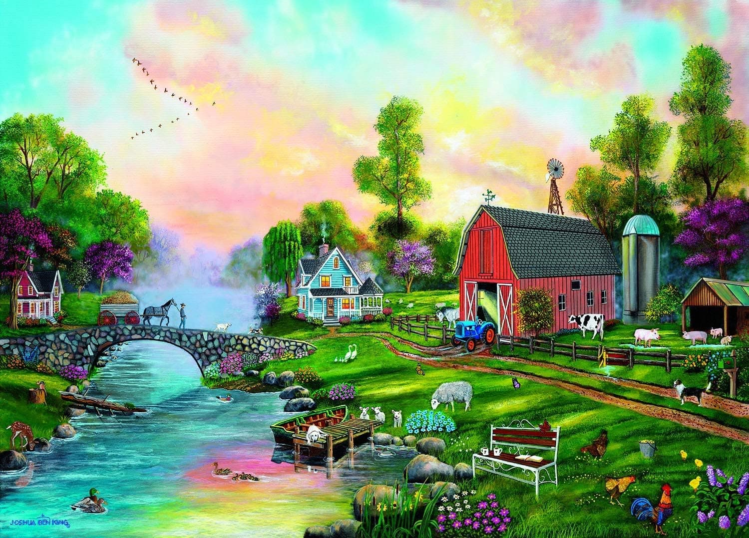 SUNSOUT INC Bridge to The Farm 500+ pc Jigsaw Puzzle