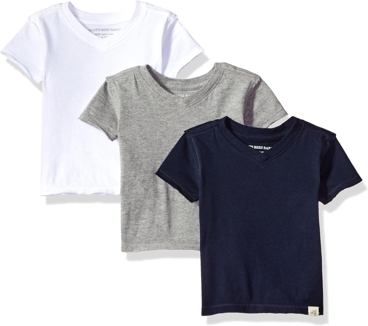 Burt's Bees Baby Baby Boys' T-Shirts, Set of 3 Organic Short Long Sleeve V-Neck Tees