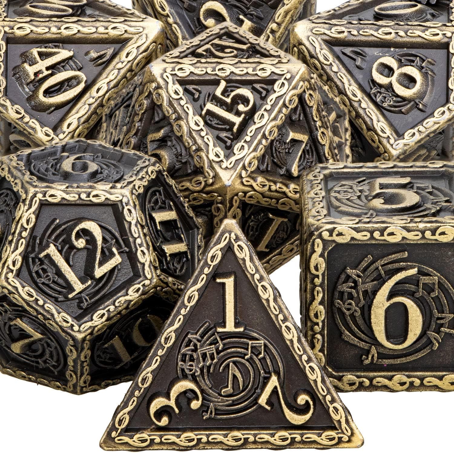 ARUOHHA DND Metal Dice Set Dungeons and Dragons Dice with Gift Box Polyhedral Dice Set 7PCS Large Music D&D Dice for MTG Pathfinder RPG Roll Playing Dice 6 Sided D and D Dice D20 D12 D10 D8 D6 D4
