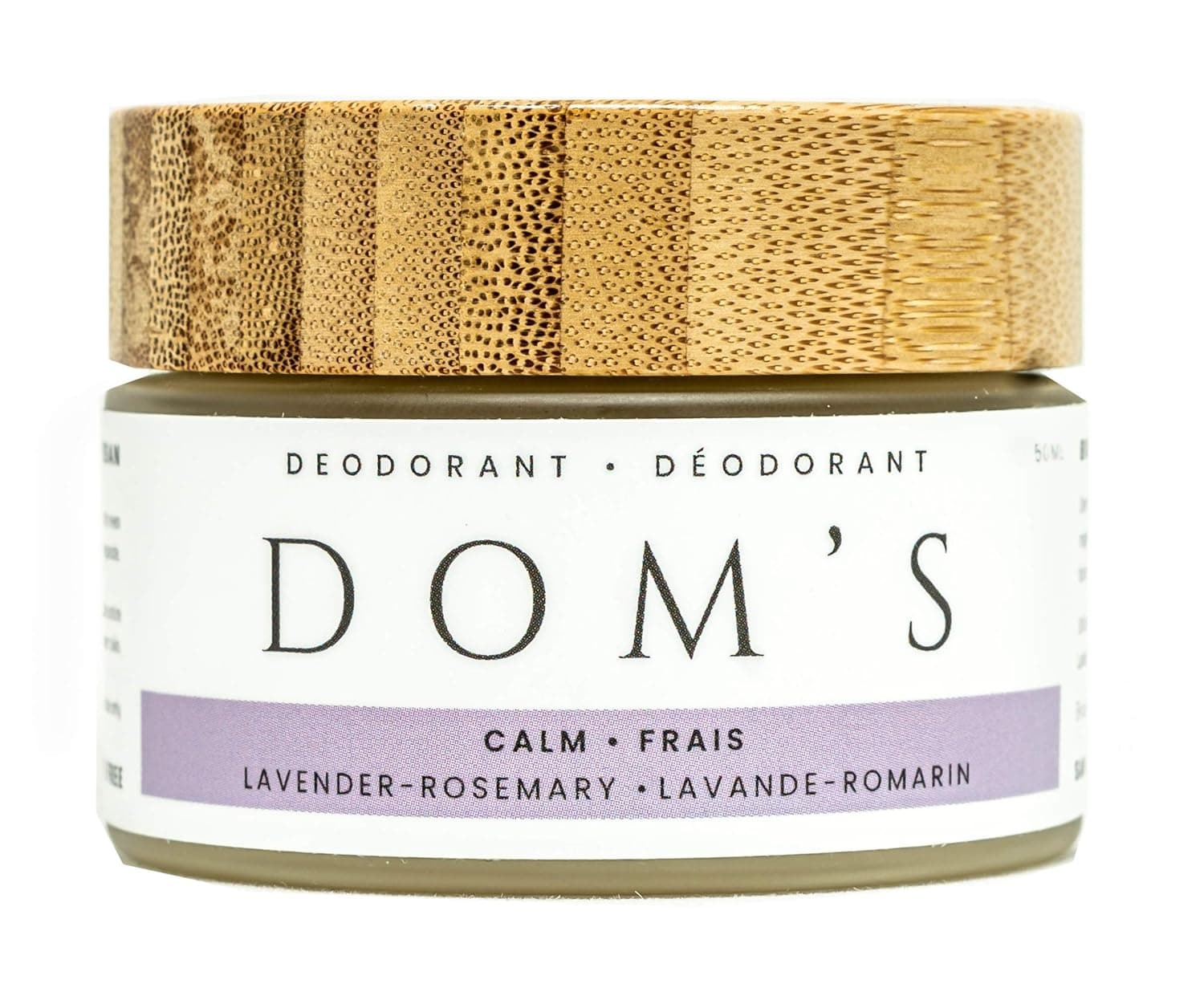 Dom's Natural Deodorant- Aluminum-Free Deodorant that works! Organic Ingredients, Vegan, and Plastic Free for Women and Men. CALM Lavender-Rosemary
