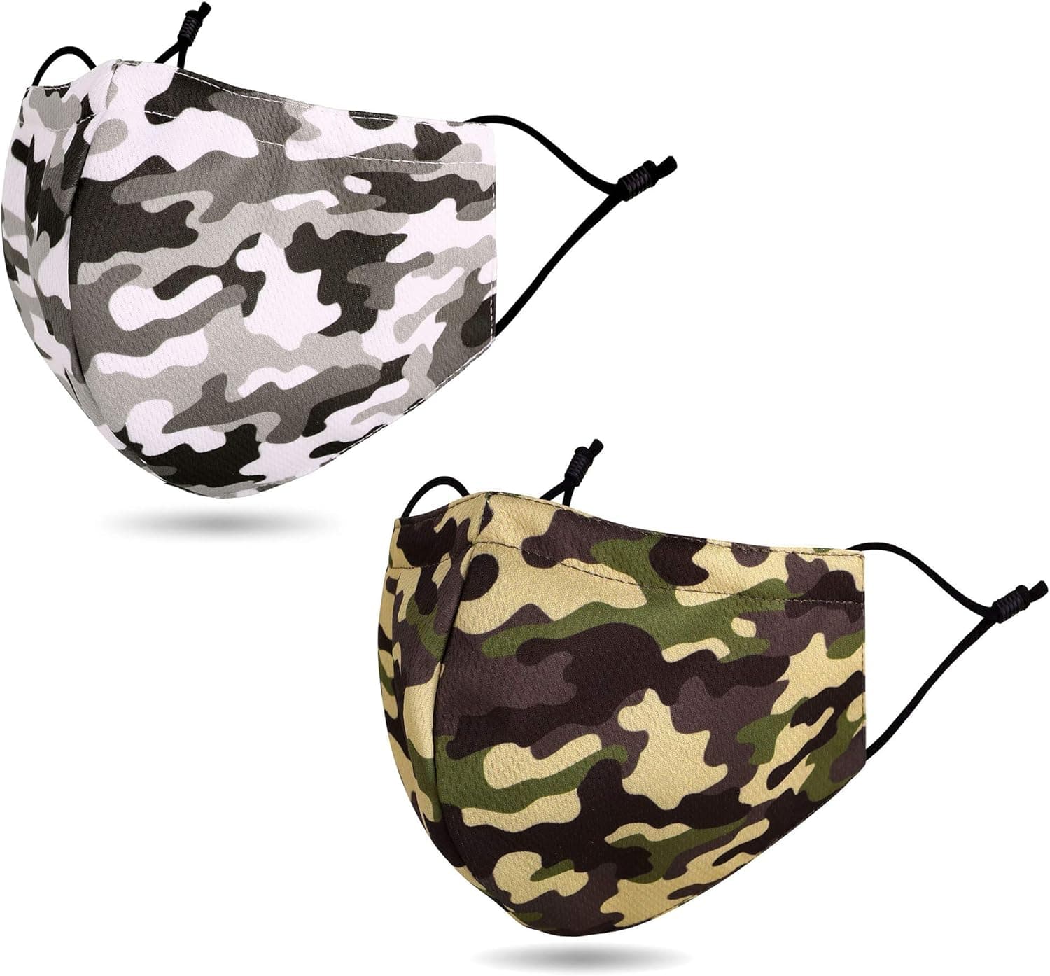 2 Pack Reusable Face Masc Cloth Washable Breathable Madks,Camo Army Green/Grey