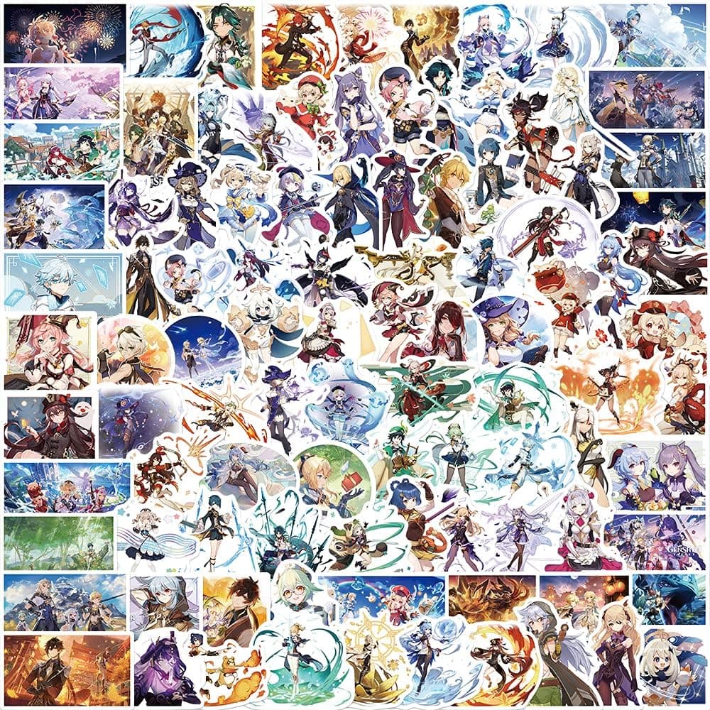 XINGFU Gaming Stickers Pack 100pcs Anime Stickers Waterproof Vinyl Stickers for Laptop Skateboard Guitar Phone Hydroflask