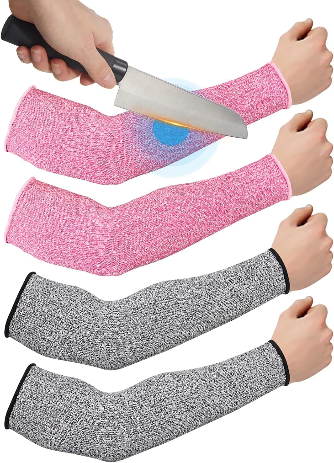 Geyoga 2 Pairs Cut Resistant Sleeves Thin Arm Protectors Arm Guard for Thin Skin and Bruising Arm Sleeves for Men Women