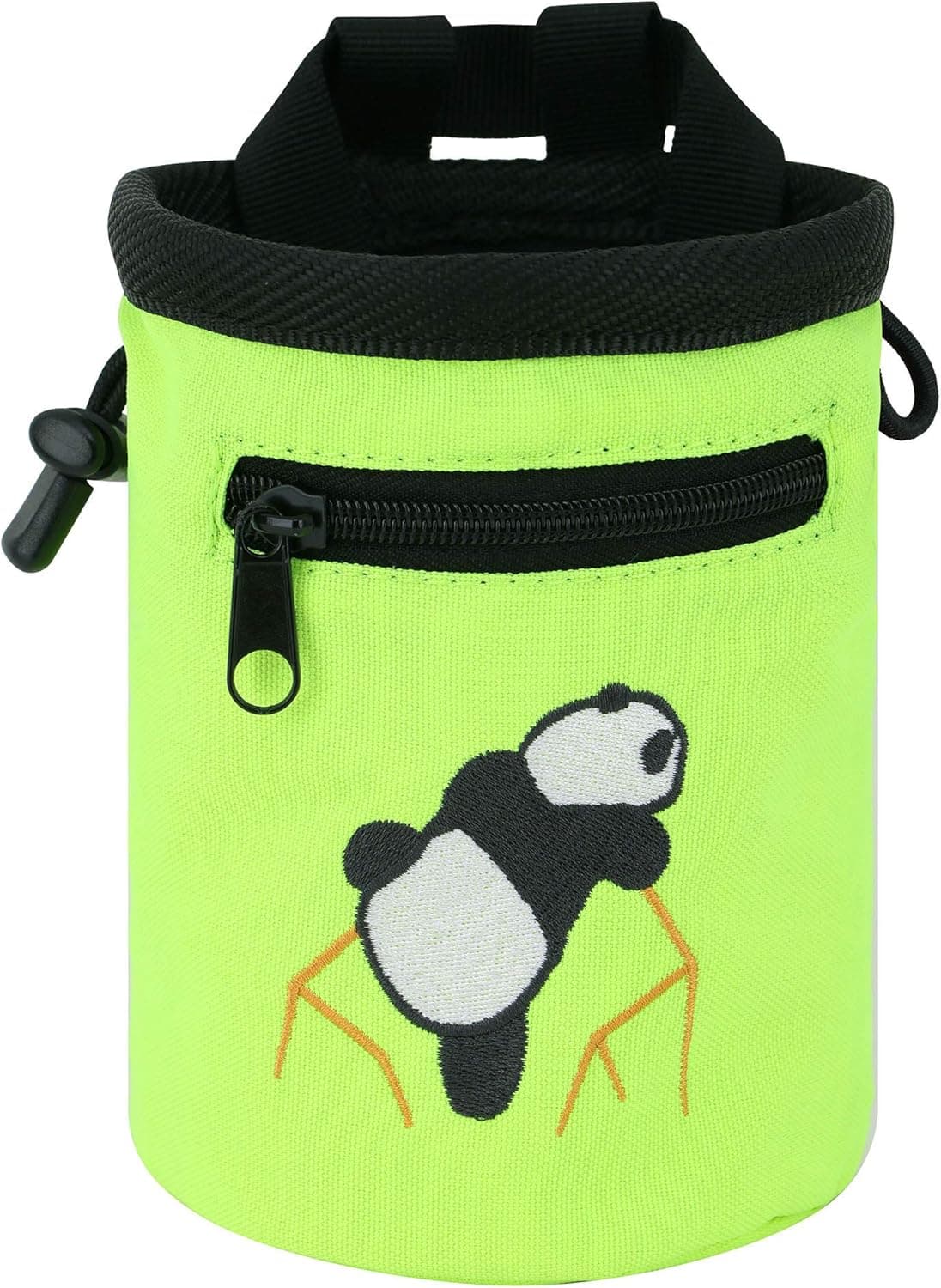 AMC Rock Climbing Panda Embroidered Chalk Bag with Zipper Pocket