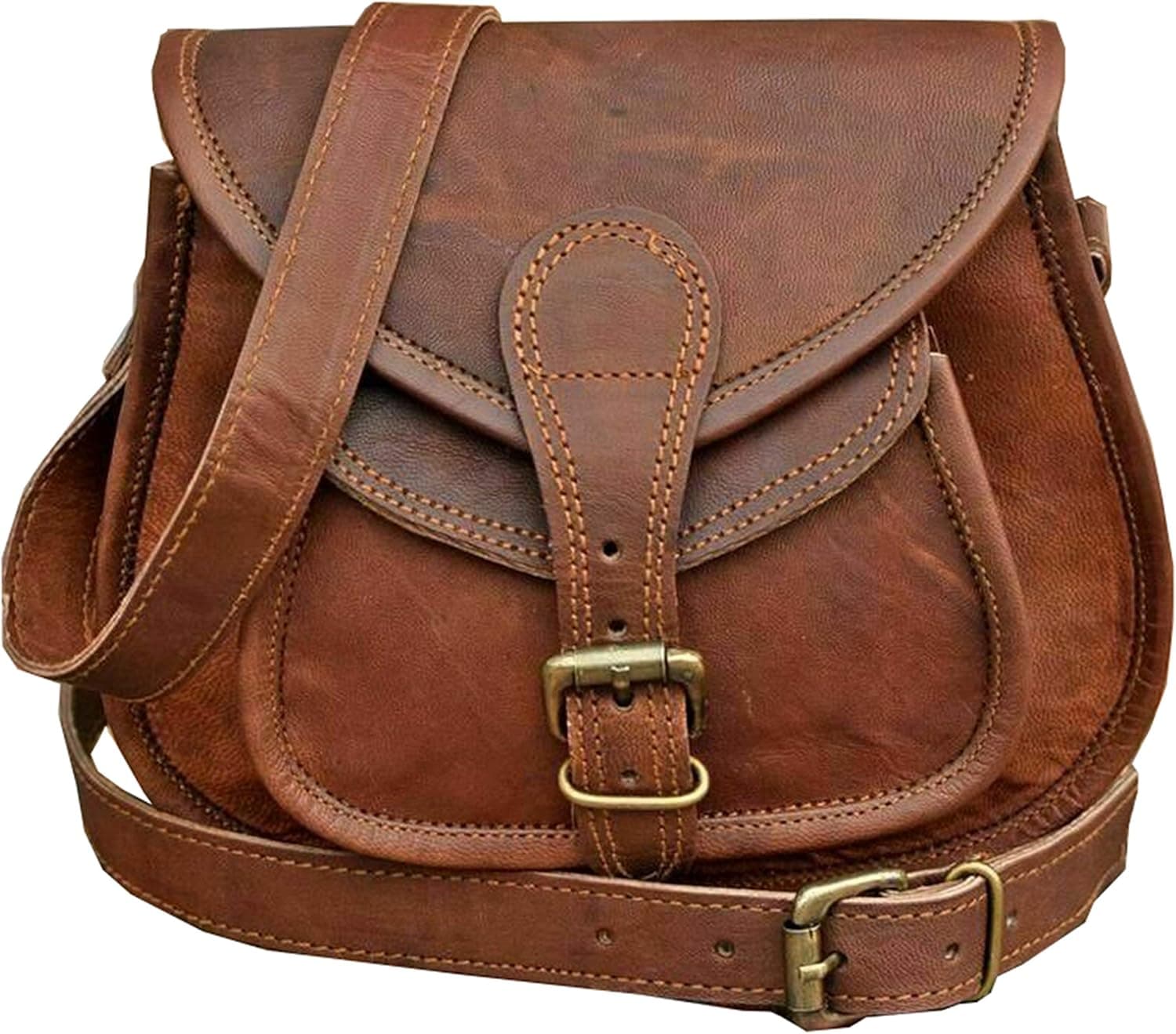 Leather Women Shoulder Bag Crossbody Satchel Ladies Tote Travel Purse (Tan Brown)