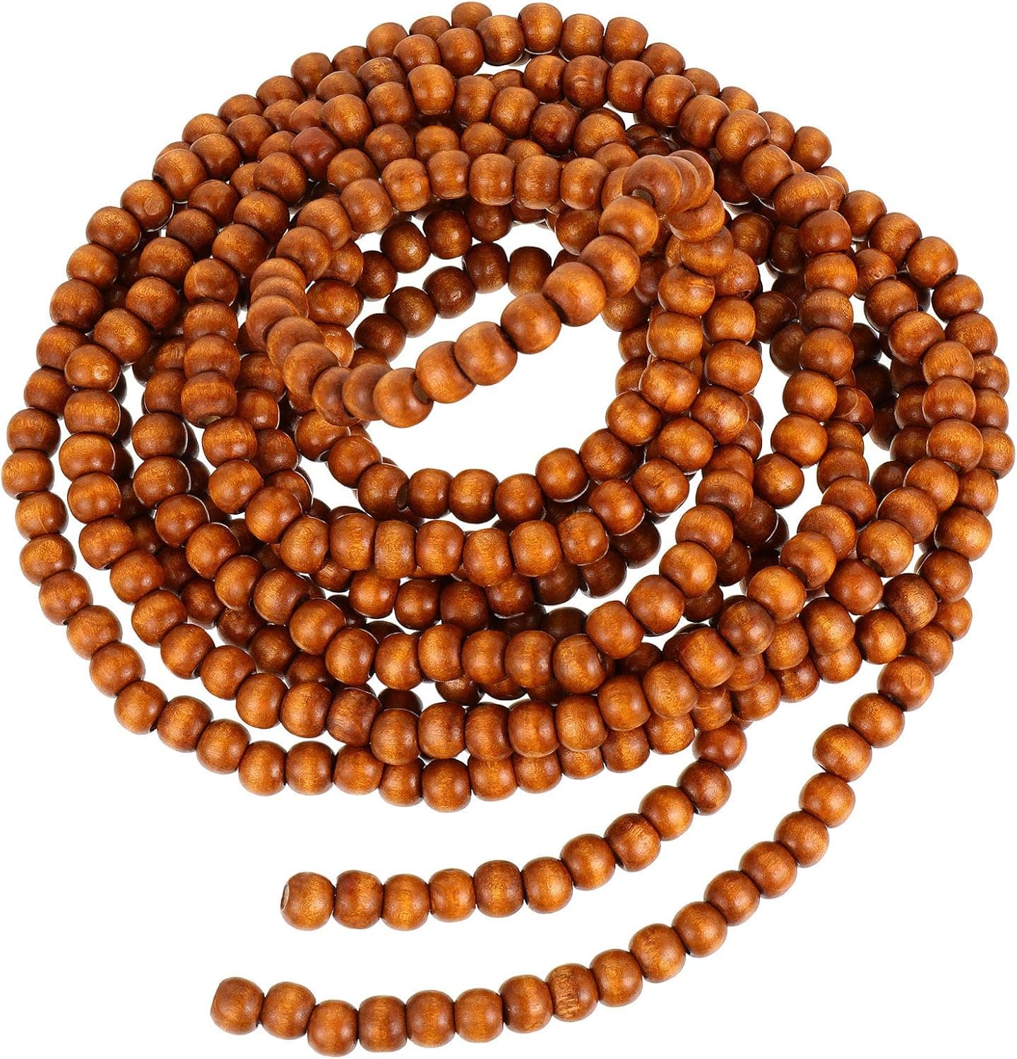 16 Feet Christmas Wood Bead Garland Wooden Bead Garland for Christmas Tree Holiday Decoration (Brown)