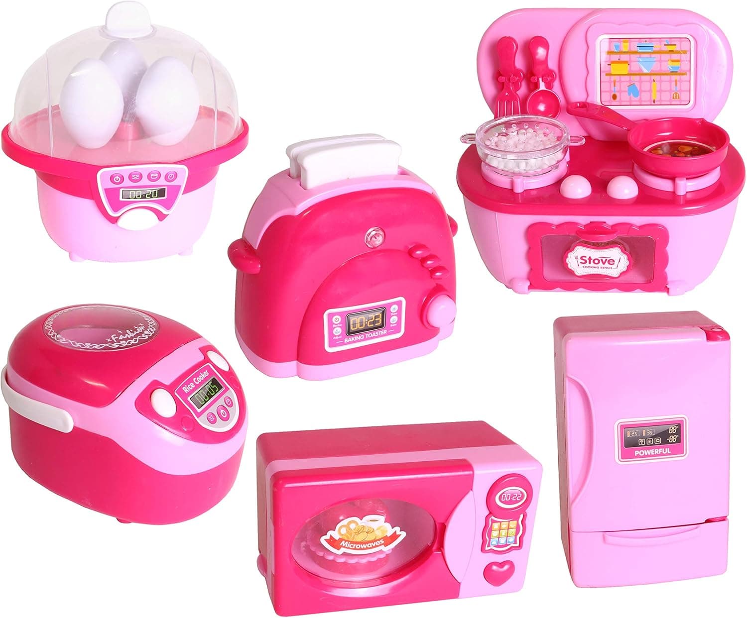 Kitchen Toy Appliances for Kids Fun Pretend Play Appliances Set - Includes Toy Toaster, Microwave, Fridge, Oven and More Cooking Mini Toy Kitchen Appliances