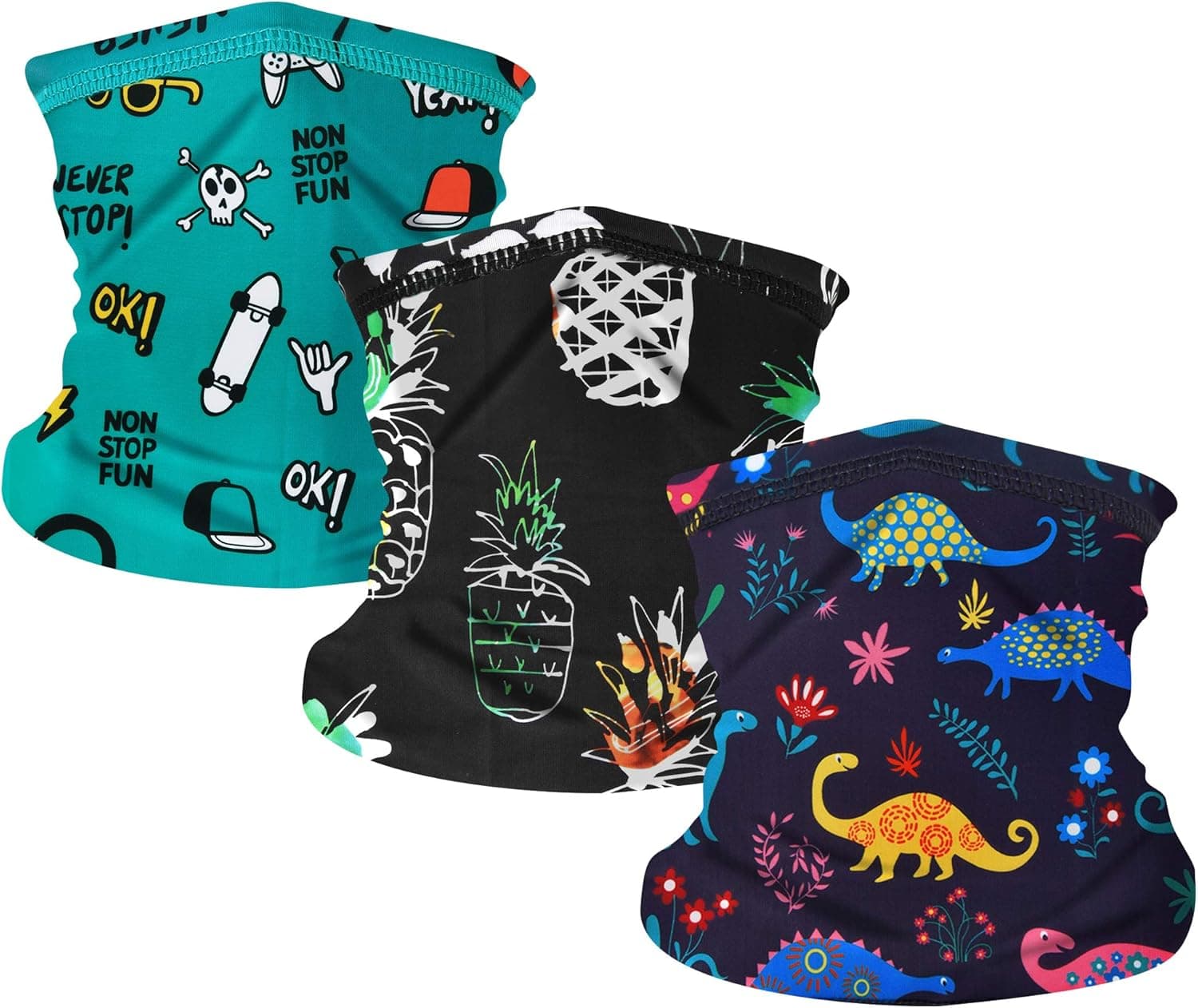 MCTi Kids Neck Gaiter Sun UV Protection Thin Face Cover Mask Headband for Cycling Fishing 3 Packed