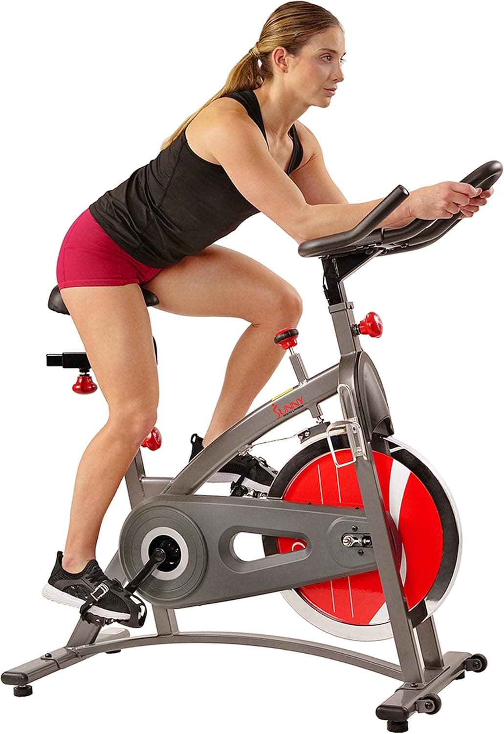 Sunny Health & Fitness Indoor Cycling Exercise Bike with LCD Monitor, 40 lb chrome Flywheel, 265 lb Max Weight - SF-B1423/C