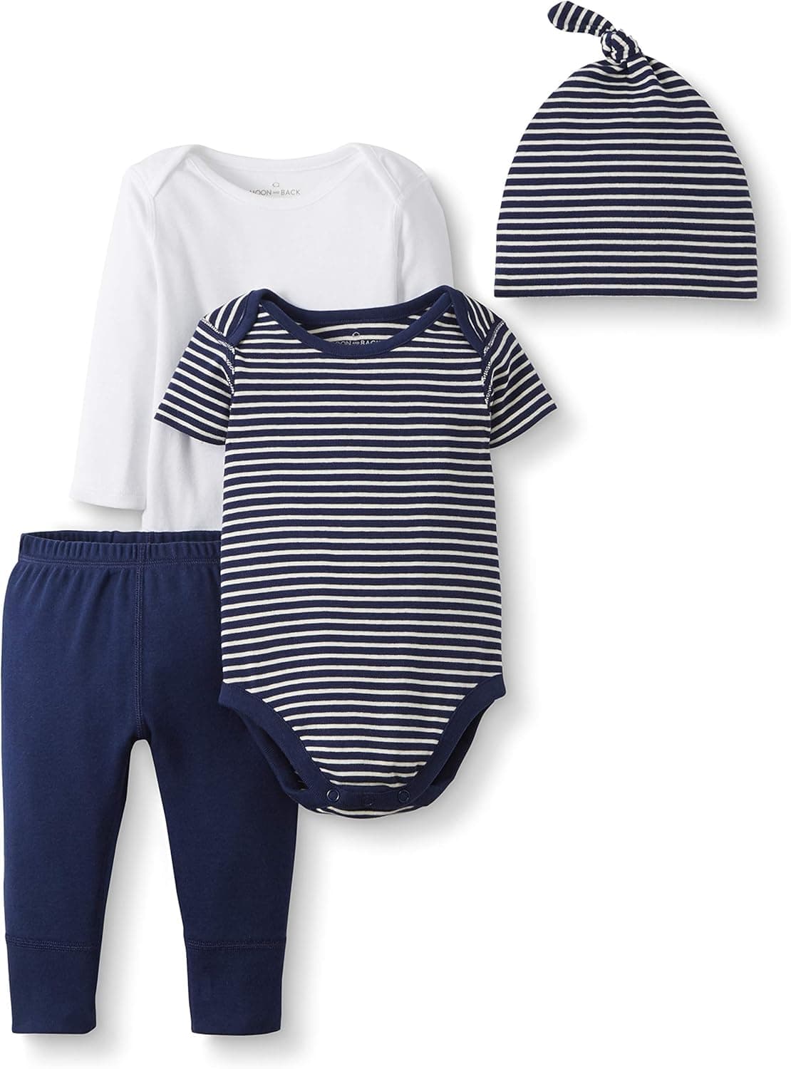 Moon and Back by Hanna Andersson Girls' Baby Organic Cotton Bodysuit, Pant and Cap Gift Set