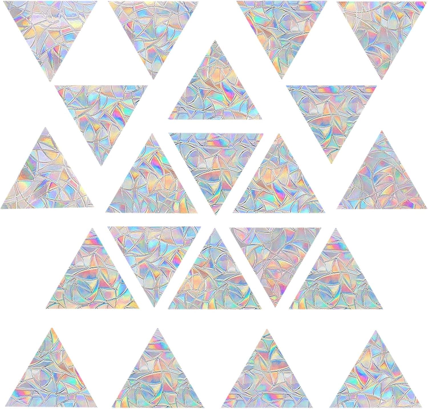GÜLIFE 36 Pieces Triangle Window Clings - Anti-Collision Window Decals to Save Birds from Window Collisions,Non Adhesive Prismatic Vinyl Window Clings, Rainbow Stickers