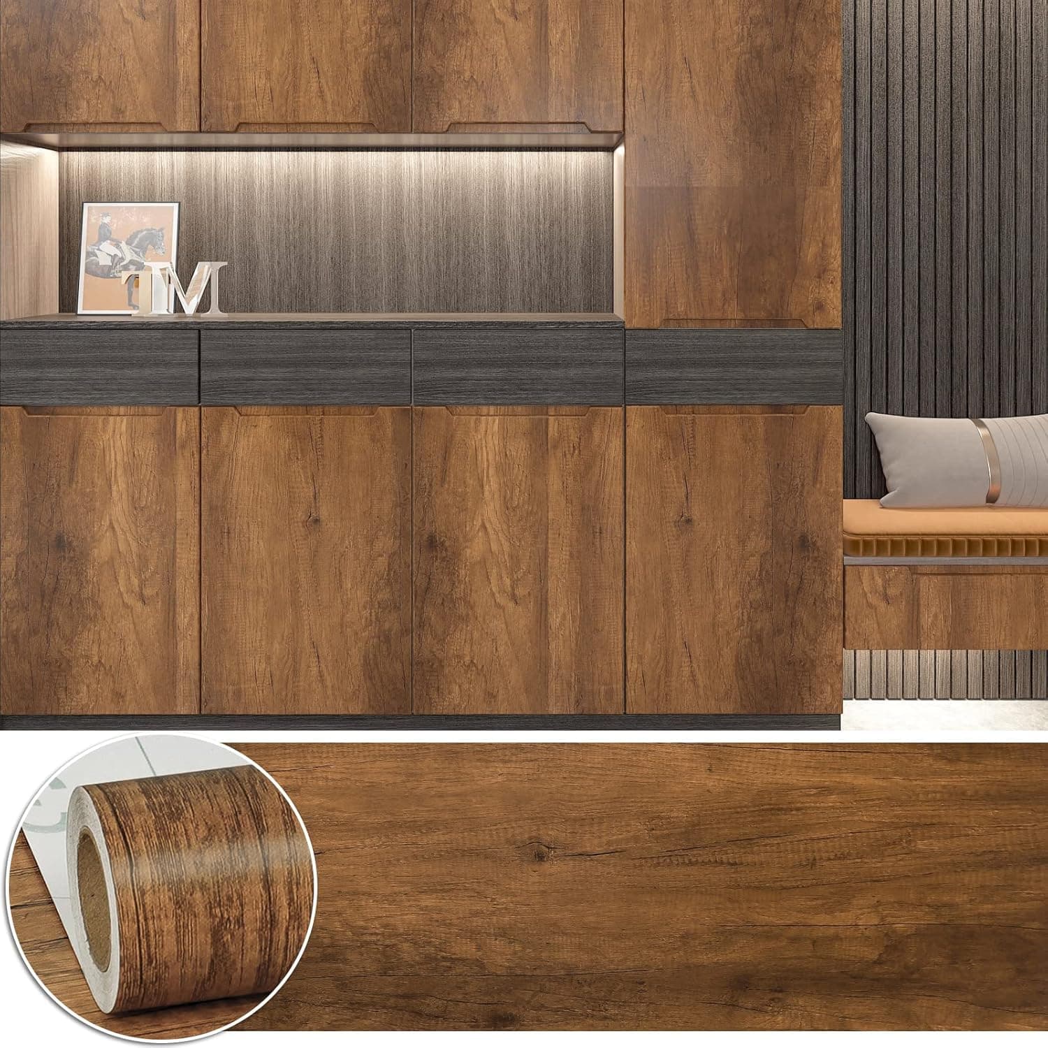 CHICHOME Wood Grain Contact Paper 472x30 Inch Wide Size Wood Wallpaper Peel and Stick Countertops Self Adhesive Removable Wood Contact Paper for Cabinets Wood Vinyl Wrap for Table Wall Covering