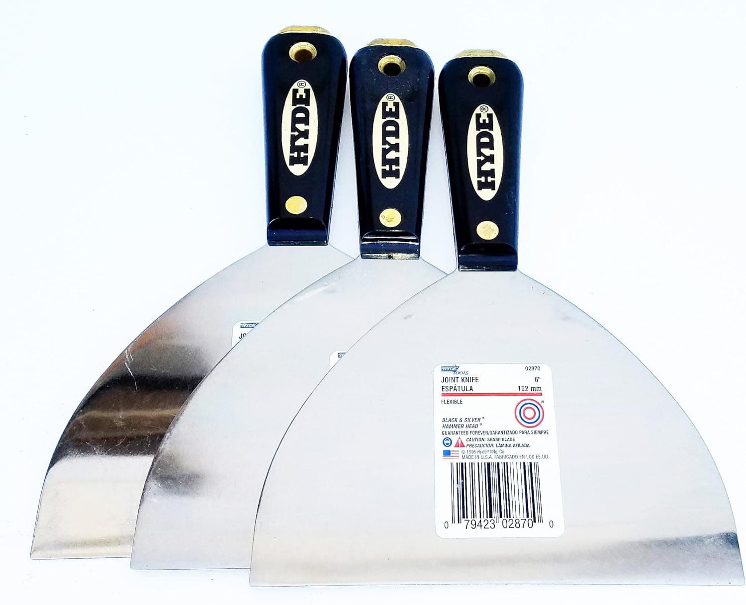 3-Pack Hyde #02870-3, 6" Hammer Head Joint Knife, Made in USA
