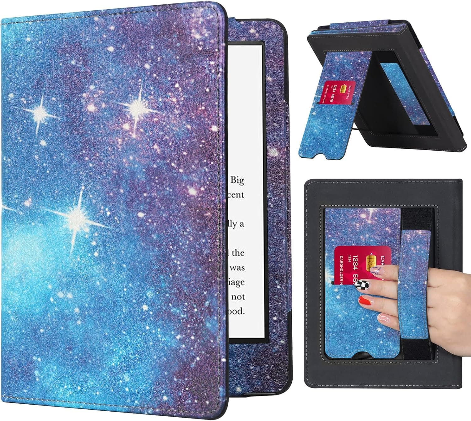 CoBak Kindle Paperwhite Case with Stand - Durable PU Leather Cover with Auto Sleep Wake, Card Slot, Hand Strap Feature - Fits Kindle Paperwhite 11th Generation 6.8" and Signature Edition 2021 Released