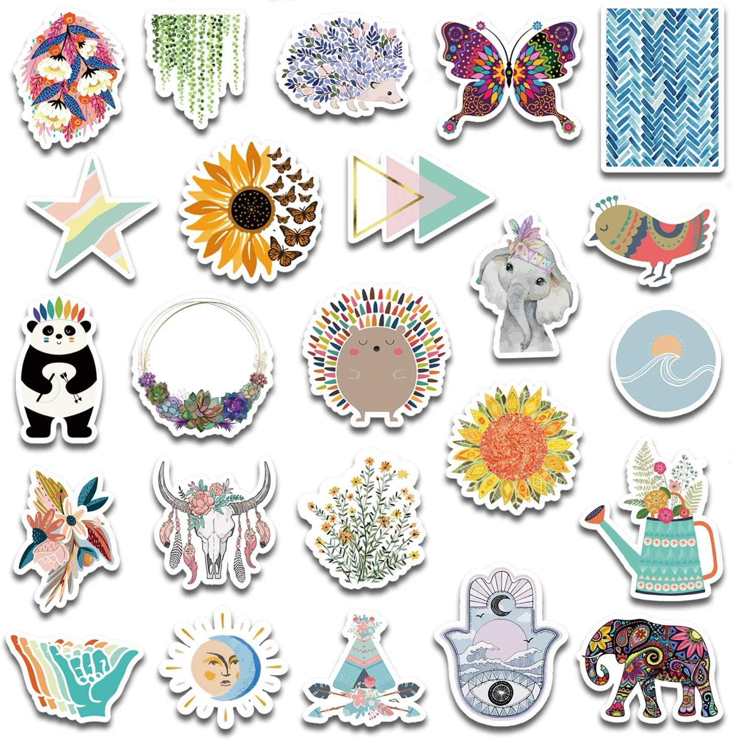 Stickers for Water Bottles| Boho Aesthetic Stickers| 50 Pcs | Vinyl Waterproof Cute Stickers for Laptop,Phone,Water Bottles,Hydro Flask,Computer,Car,Skateboard(Boho-Chic Style-50)