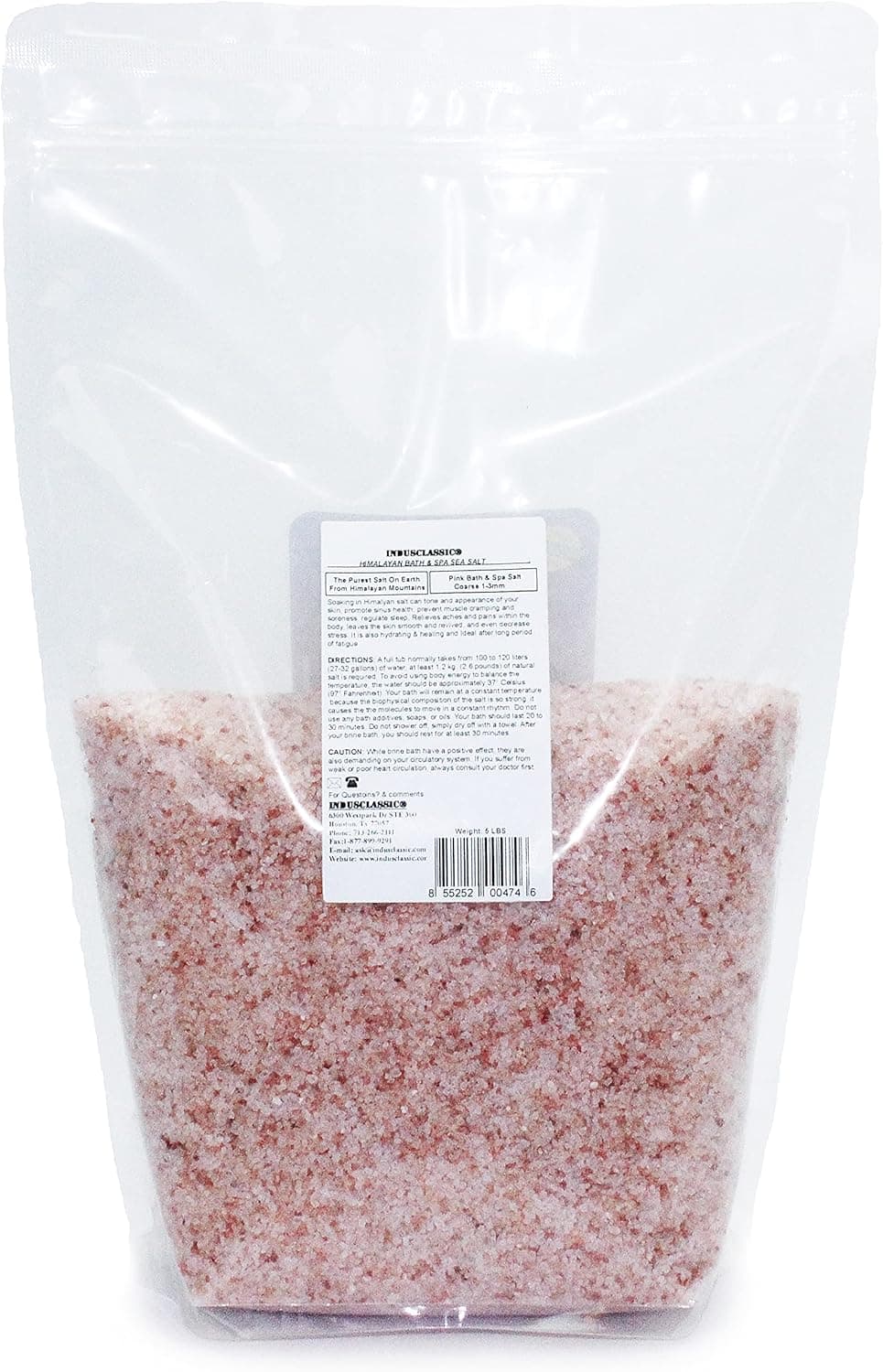 IndusClassic Pure Natural Himalayan Pink Bath & Spa Sea Salt - 5 lbs Medium Coarse Grain 1~3 mm…