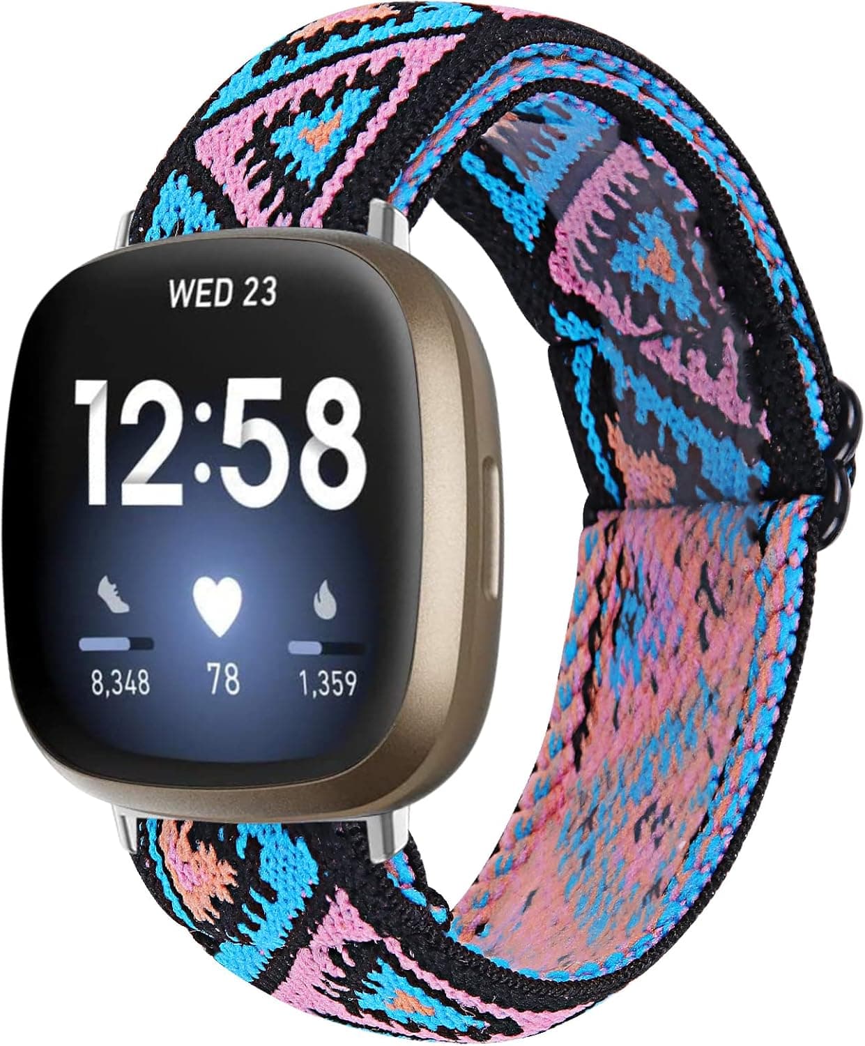 OCEBEEC Elastic Nylon Bands Compatible with Fitbit Versa 3/ Fitbit Sense, Adjustable Stretchy Fabric Sport Wristband for Fitbit Versa 3/ Fitbit Sense Smart Watch Women Men