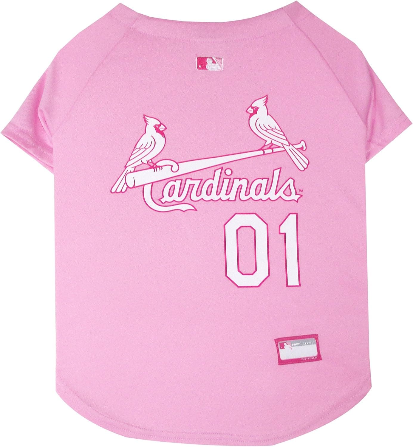 MLB Jersey for Dogs - Saint Louis Cardinals Pink Jersey, Large. Cute Pink Outfit for Pets