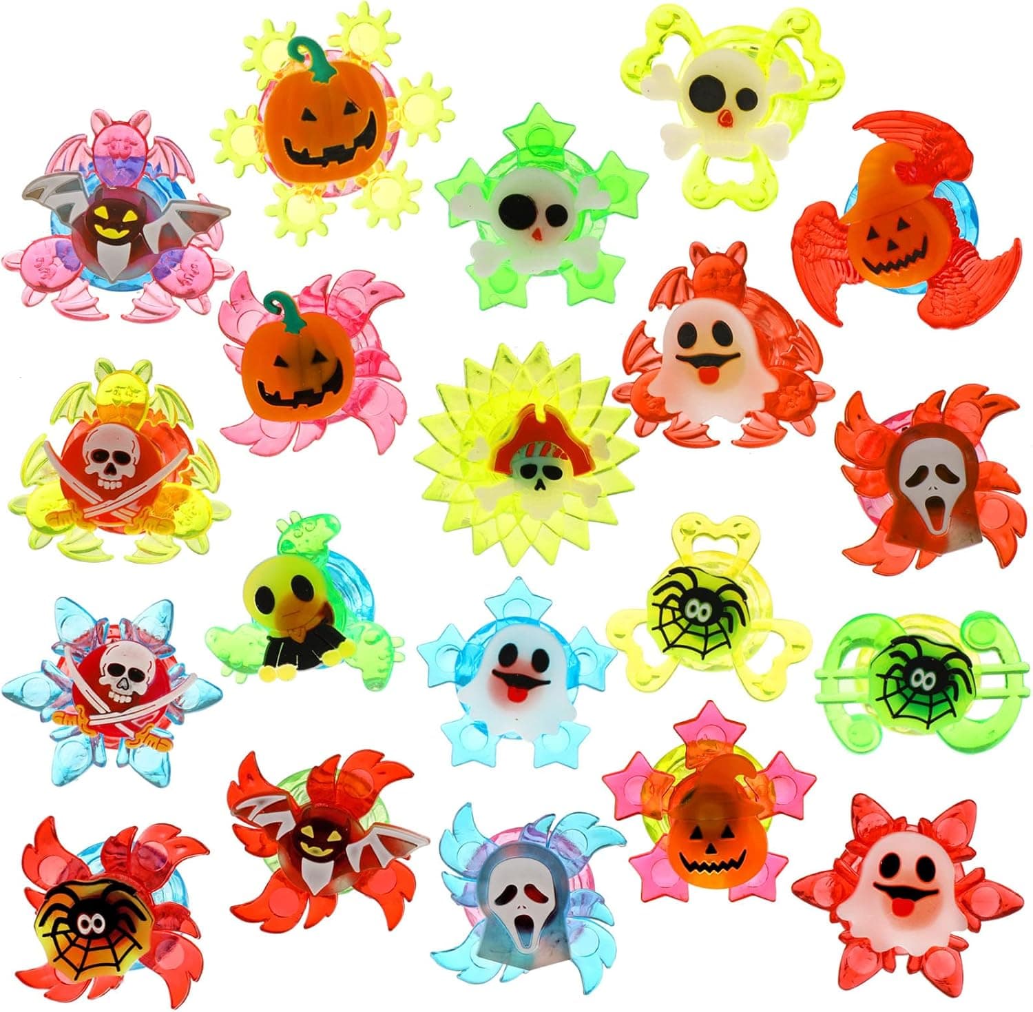 HOWAF Halloween Kids LED Light Up Rings Spiral Twister Toys with Pumpkin Bat Spider Ghost Design, LED Glow Party Light Up Toys for Halloween Party Supply Bags Filler, 20 pieces