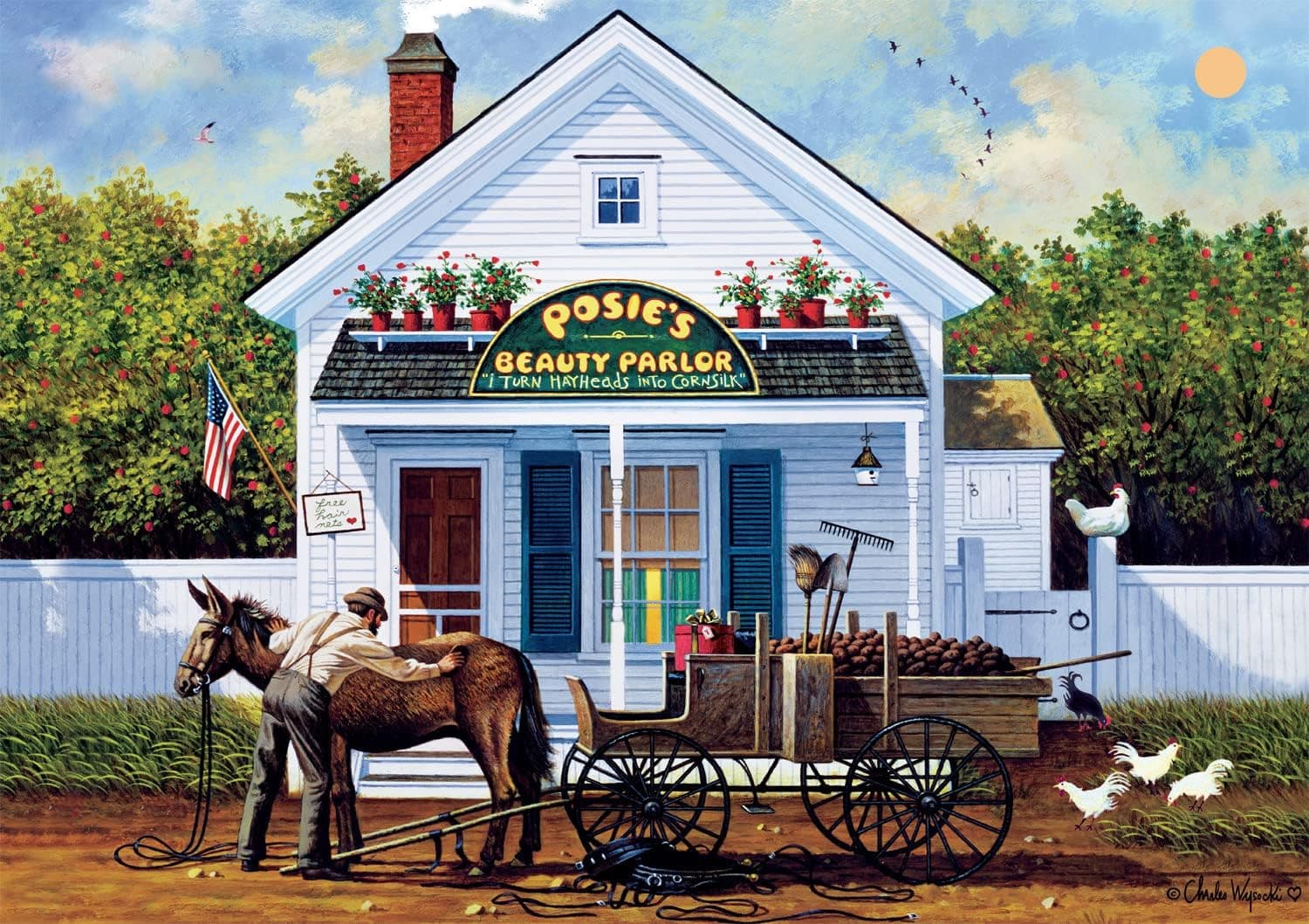Buffalo Games - Charles Wysocki - Posie's Beauty Parlor - 300 Large Piece Jigsaw Puzzle