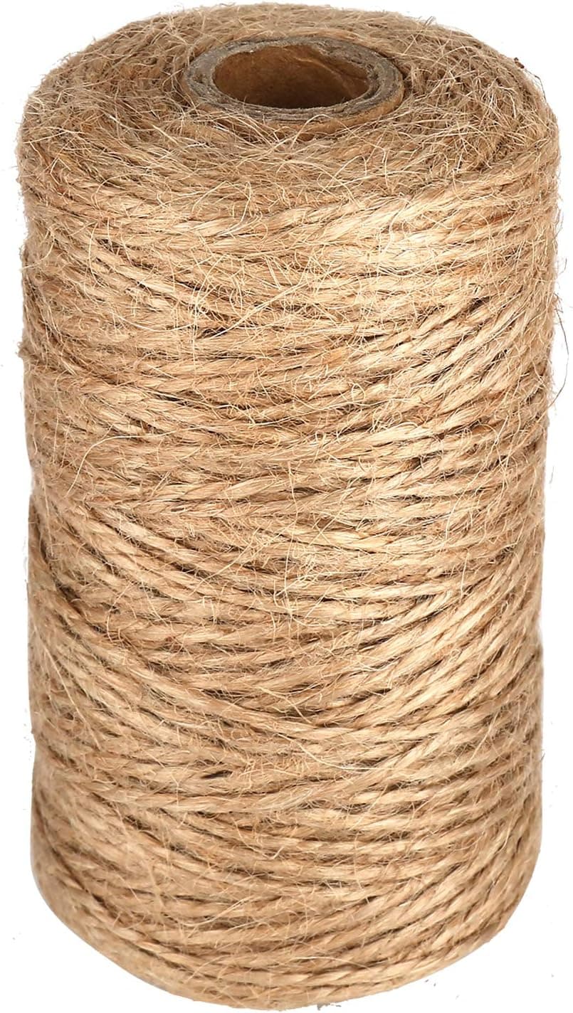 328 Feet Natural Jute Twine, 2Ply Durable Brown Twine Rope for Artworks and Crafts, Gift Wrapping, Packing, Home Gardening and Wedding Decoration