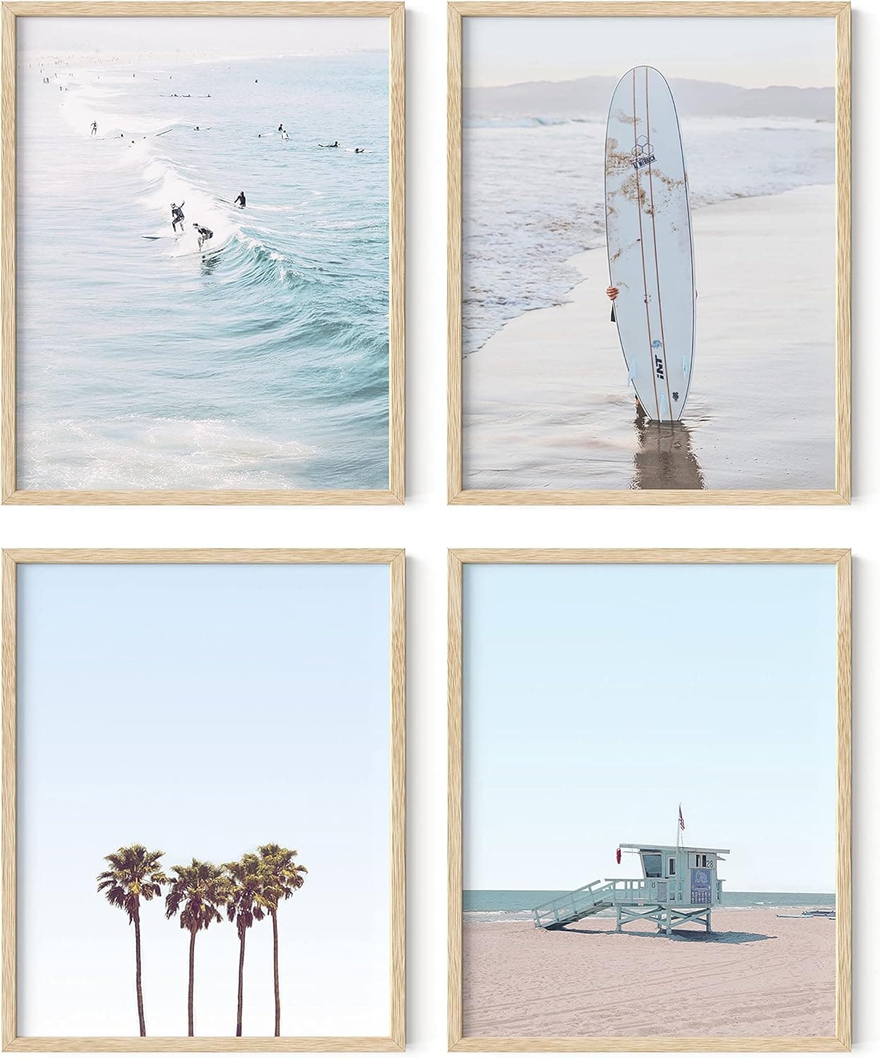 HAUS AND HUES Beach Wall Art Prints - Set of 4 Ocean Beach Decor Art Prints | Nautical Themed Beach Wall Decor and Decorations for Home Beach Art Prints Beach Decor | UNFRAMED (Blue, 11 x 14)