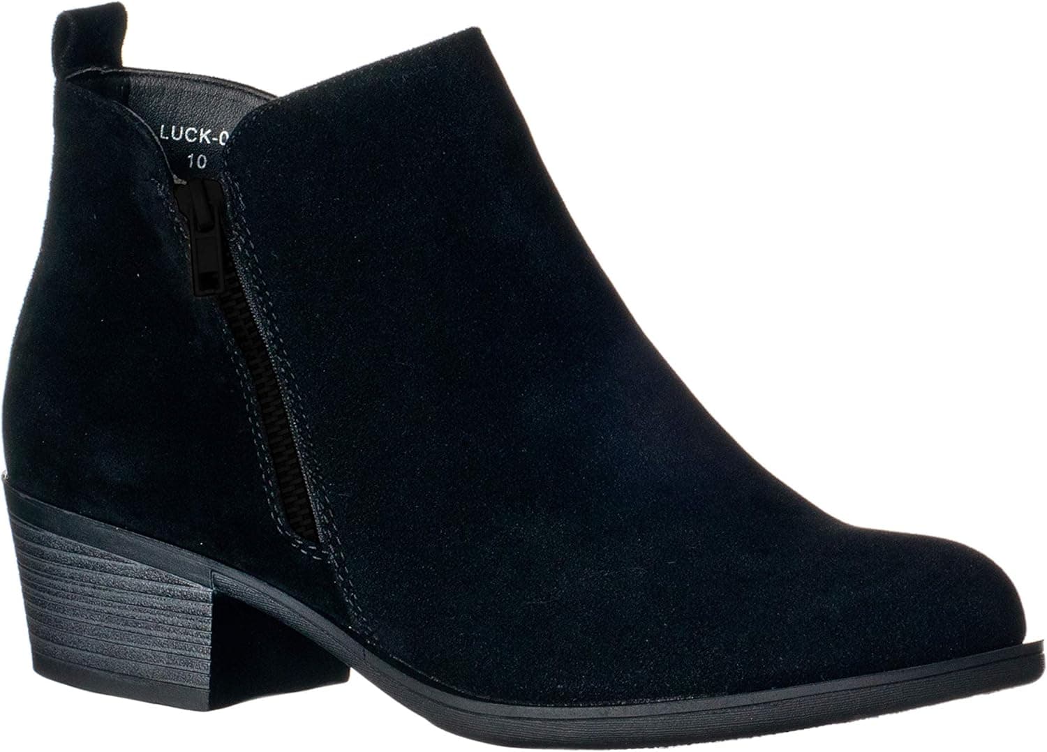 Riverberry Women's Luck Medium Height, Chunky Heel Bootie Boots, Black Suede, 7.5