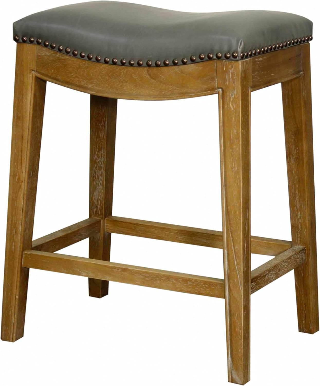 New Pacific Direct Elmo Bonded Leather Counter Stool, Vintage Gray