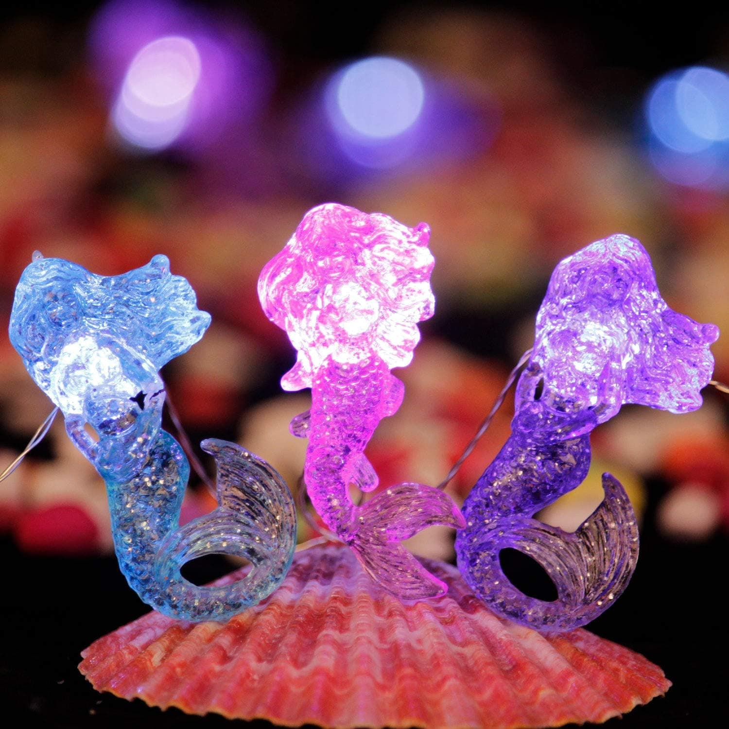 Impress Life Mermaid Themed Decorative String Lights, USB & Battery Operated Beach Lights with Remote by 10 ft 30 LEDs for Covered Outdoor Summer Camping Wedding Birthday Bedroom Home Parties Ornament