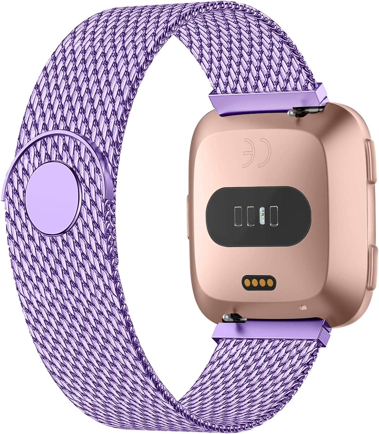 iGK Metal Replacement Bands Compatible for Fitbit Versa/Versa Lite Edition/Versa 2, Stainless Steel Loop Metal Mesh Bracelet Unique Magnet Lock Wristbands