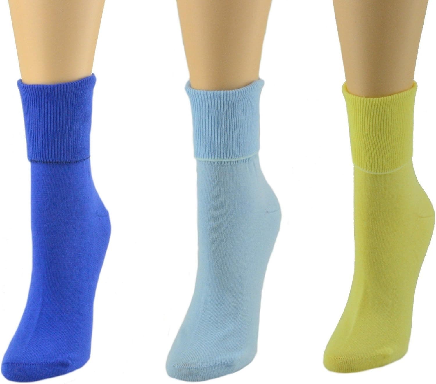 Seamless Ribbed Combed Cotton Turn Cuff, Loose-Fitting Diabetic Socks for Sensitive Feet, Lightweight, Thin Socks