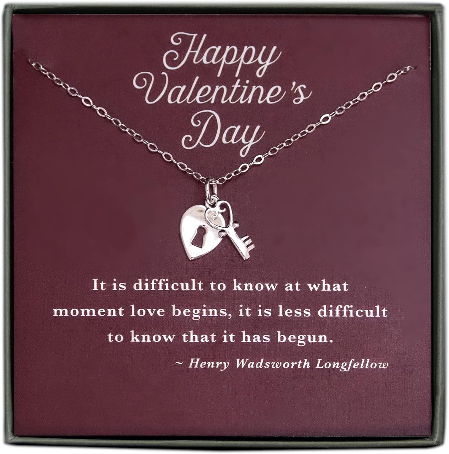 EFYTAL Valentines Day Gift for Girlfriend or Wife, 925 Sterling Silver Heart & Key Necklace for Her, I Love You Jewelry Gifts for Women, Romantic Gift Ideas, Anniversary Long Distance Relationship