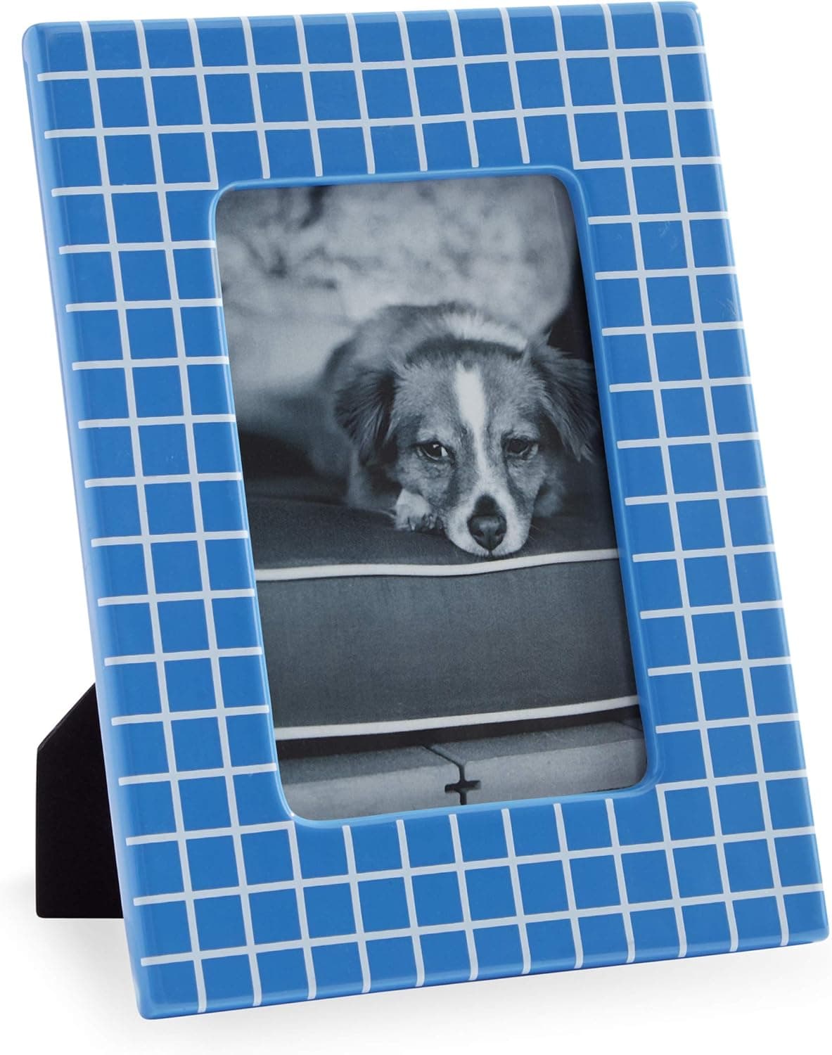 Now House by Jonathan Adler Grid Frame, 4" x 6", Blue and White