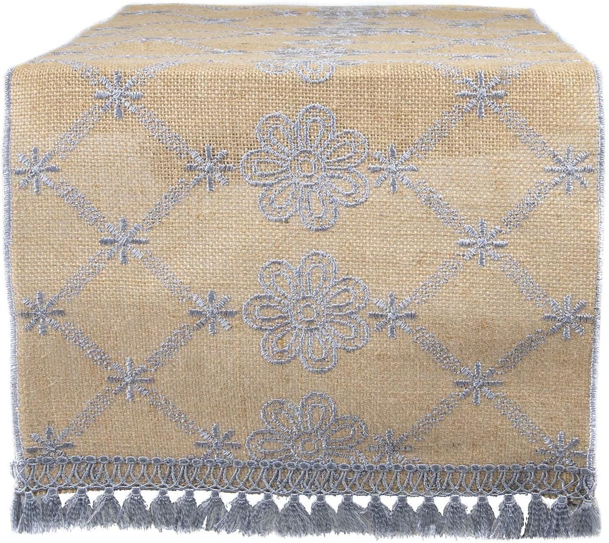 FEMINEN TEXTILE Burlap Table Runner 12-inch x 10 Yards- Perfect for Wedding and Garden Decorations-Gray
