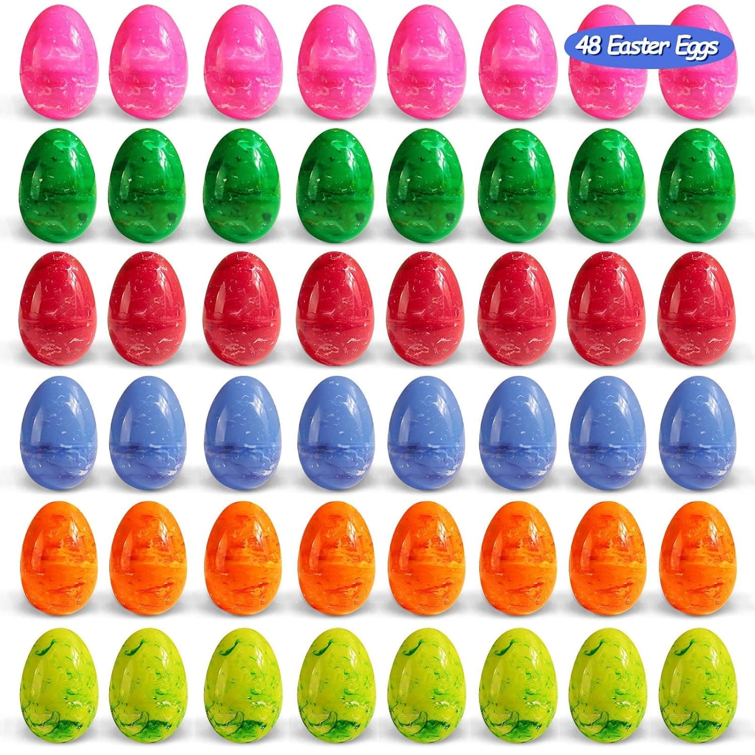 OCHIDO 48Pcs Fillable Easter Eggs empty for Easter Egg Hunt,Basket Fillers,3" Plastic Easter Eggs Bulk,Easter Party Favors and Easter Gift,Hanging Easter Egg,Easter Home Decorations