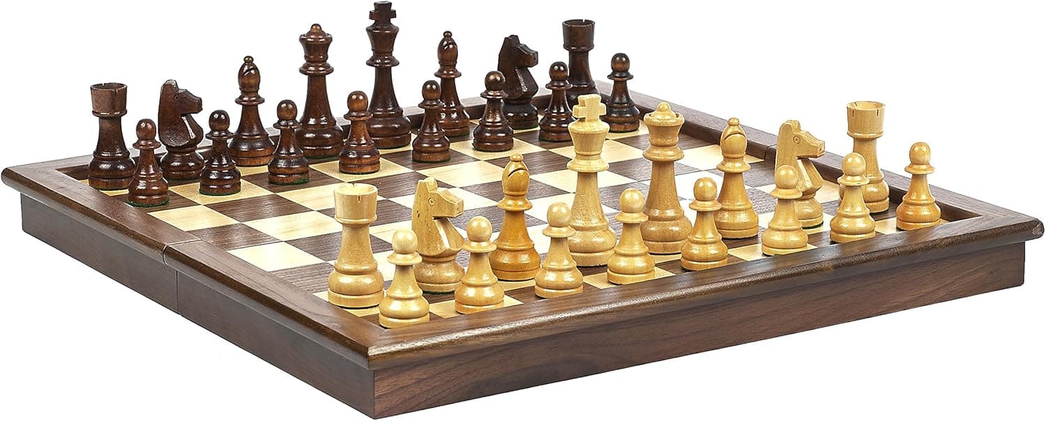 Grand Street Maple/Walnut Extra Large Folding Tournament Chess Set