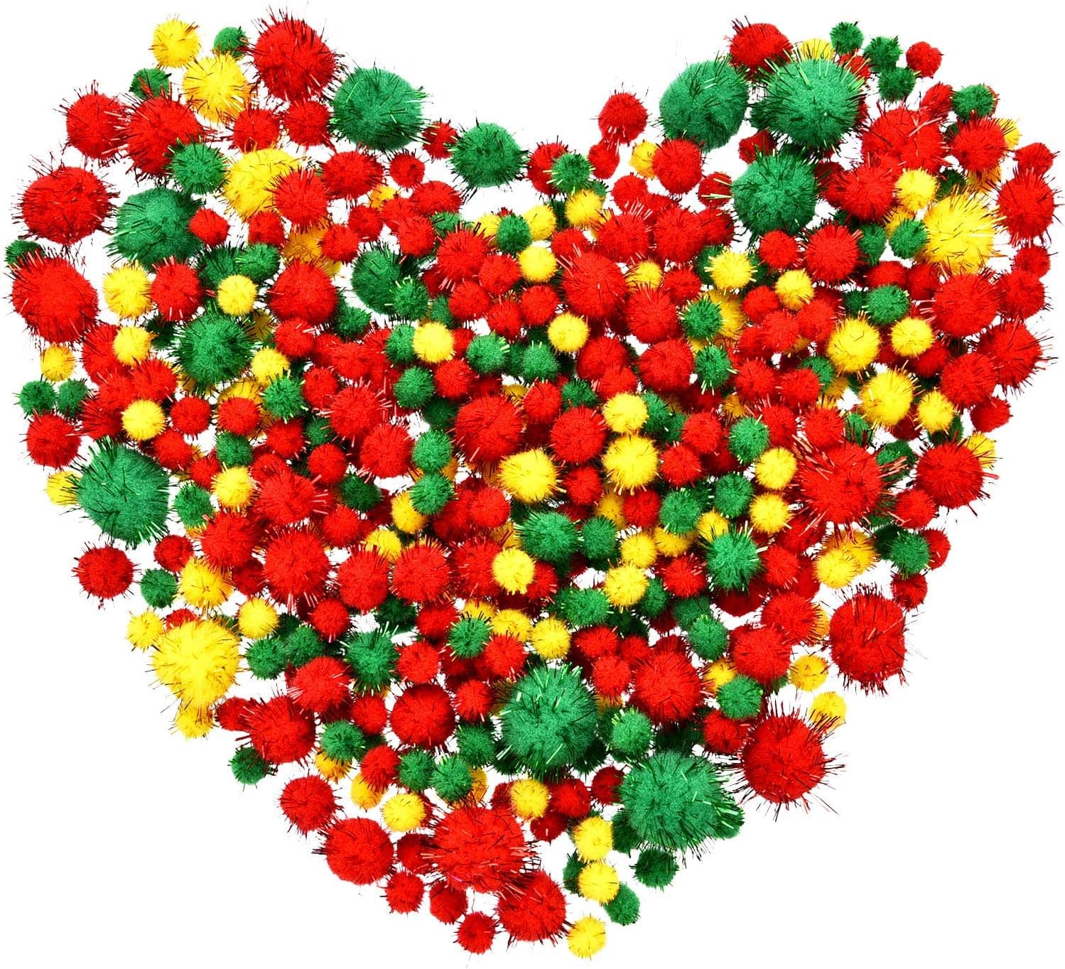 Pangda 700 Pieces Christmas Pompoms Tinsel Pom Poms for DIY Crafts Decorations, Assorted Sizes