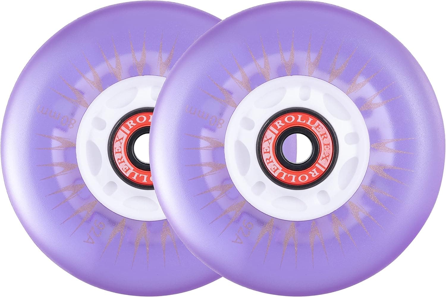 Rollerex 2-Pack, Glowrider 92A LED Light Up Wheels w/Bearings - Glow in The Dark! (for Any Product Using Inline Skate Wheels) (Multiple Size and Color Options Available)