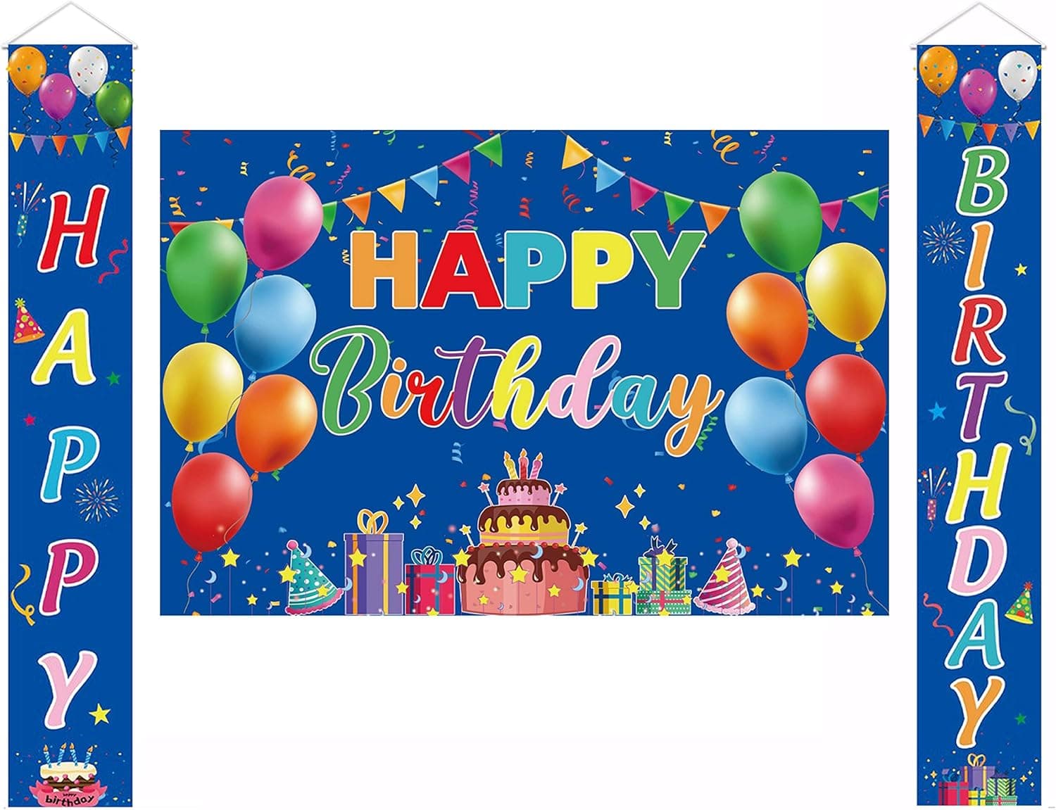 3 Pcs Colorful Happy Birthday Party Decorations, Colorful Happy Birthday Porch Sign, Colorful Happy Birthday Backdrop, Colorful Birthday Banner for Kids Birthday Party Supplies.