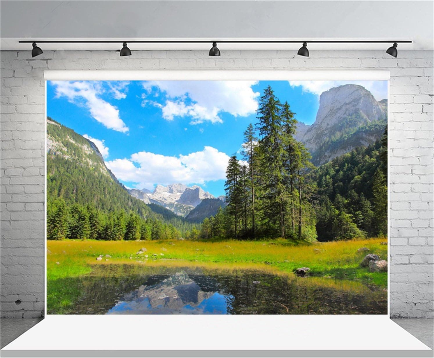 AOFOTO 7x5ft Natural Scenic Backdrop Forest Tree Photography Background Adult Man Boy Girl Artistic Portrait Snow Mountain Sky Outdoor Trip Photo Shoot Studio Props Video Drop Seamless Vinyl Wallpaper