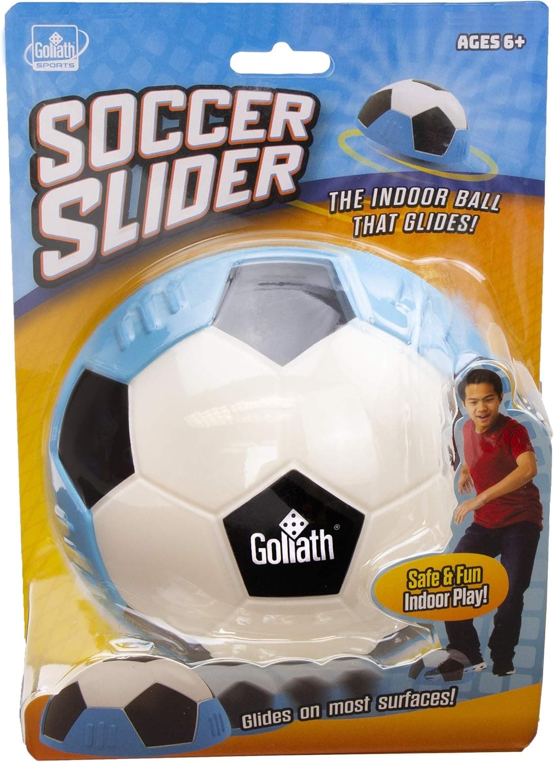 Goliath Sports Soccer Slider Soft Soccer Ball Shaped Foam Slider Effortlessly Glides Over Smooth Surfaces - for Indoor Game Play, Blue