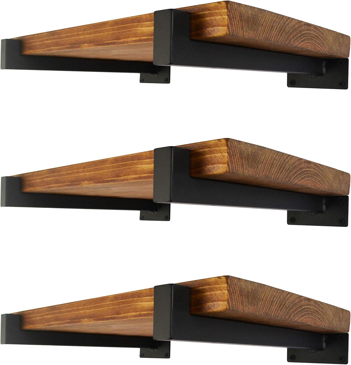 6 Pcs Floating Shelf Brackets 6 Inch Heavy Duty Wall Mounted Industrial Metal Shelving Supports with Lip