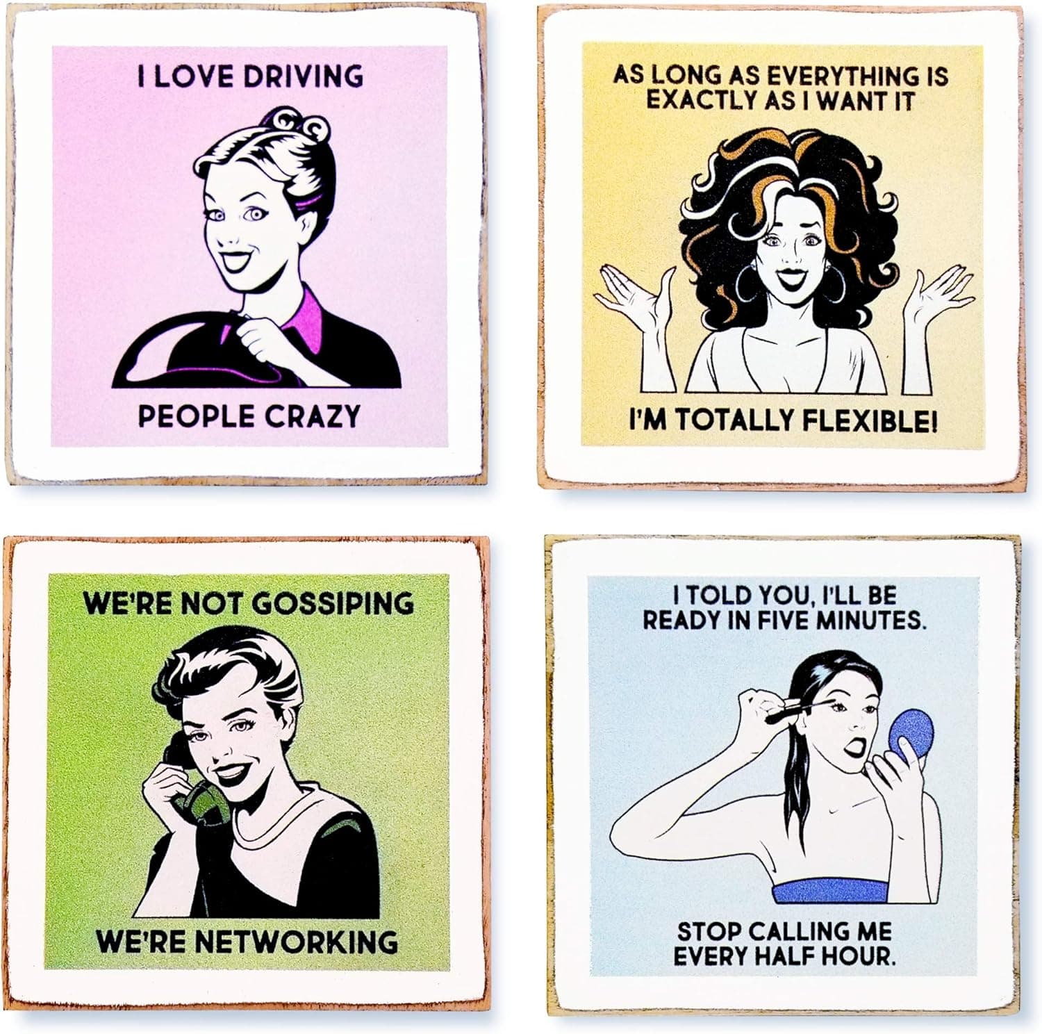 Wine Coasters Set & Holder - Funny Gifts for Women - Cool Wine Gift for Women - Housewarming Gifts for Wine Lovers - Wine Accessories (Funny Diva)