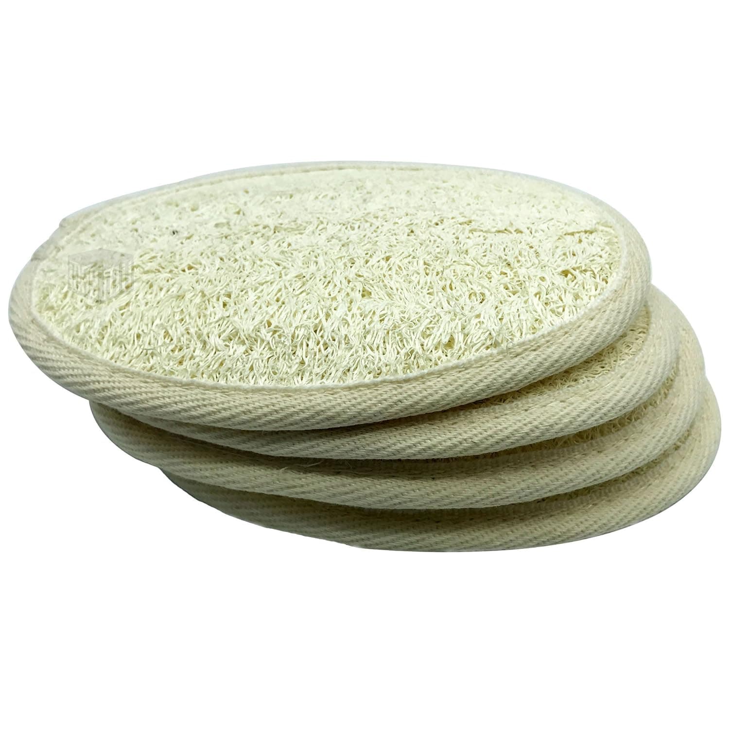 MAYMII 4 Pack 100% Natural Exfoliating Loofah Luffa Pads Sponge Loofa Scrubber Brush Skin Bath Spa Shower