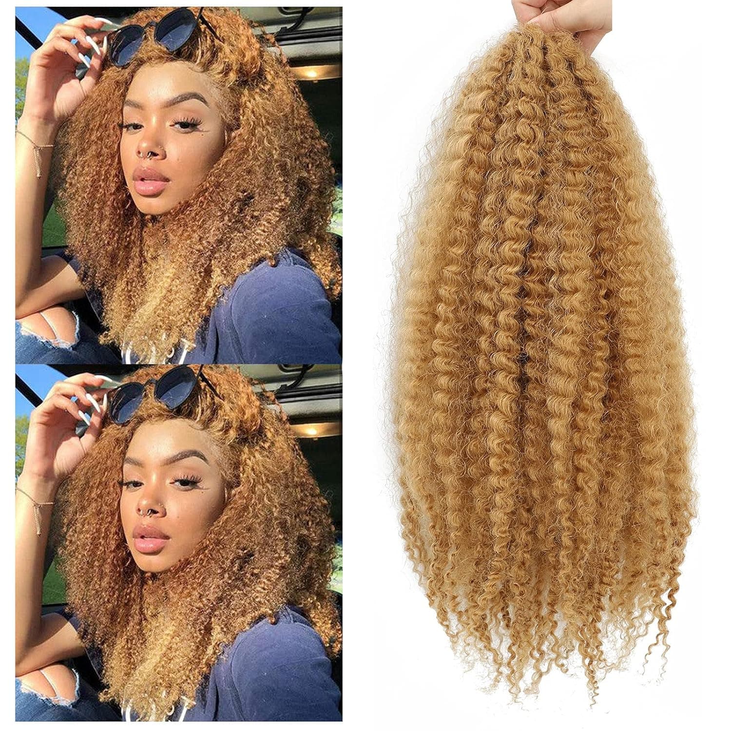 Dansama Marley Hair 24 Inch Marley Hair For Twists Long Afro Kinky Hair Marley Hair for Faux Locks Crochet Hair Hair Extensions (24 Inch (Pack of 3), #27)